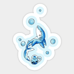 Blue Bubble Shark Sticker